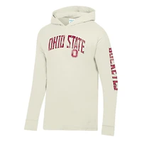 Men's ComfortWash  Cream Ohio State Buckeyes Long Sleeve Hooded T-Shirt