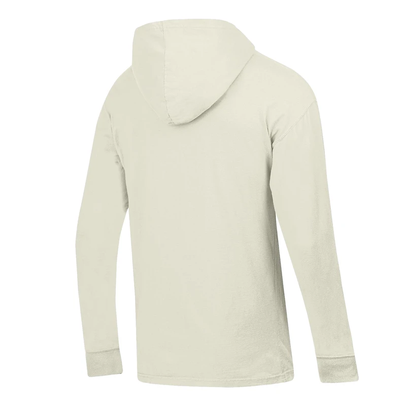 Men's ComfortWash  Cream Ohio State Buckeyes Long Sleeve Hooded T-Shirt