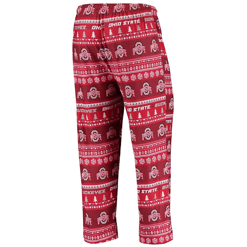 Ensemble pull moche à manches longues et pantalon en maille Concepts Sport Scarlet Ohio State Buckeyes pour homme
