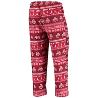 Ensemble pull moche à manches longues et pantalon en maille Concepts Sport Scarlet Ohio State Buckeyes pour homme