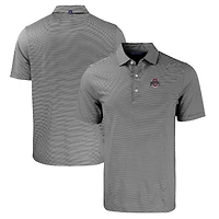 Men's Cutter & Buck Black/White Ohio State Buckeyes Primary Logo Forge Eco Double Stripe Stretch Recycled Polo
