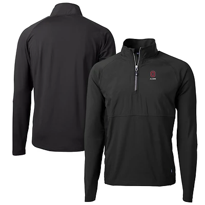 Men's Cutter & Buck Black Ohio State Buckeyes Alumni Logo Adapt Eco Knit Hybrid Recycled Quarter-Zip Pullover Top
