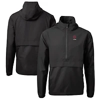 Veste anorak demi-zip Cutter & Buck noire pour homme, logo des anciens élèves Ohio State Buckeyes, en maille écologique recyclée.