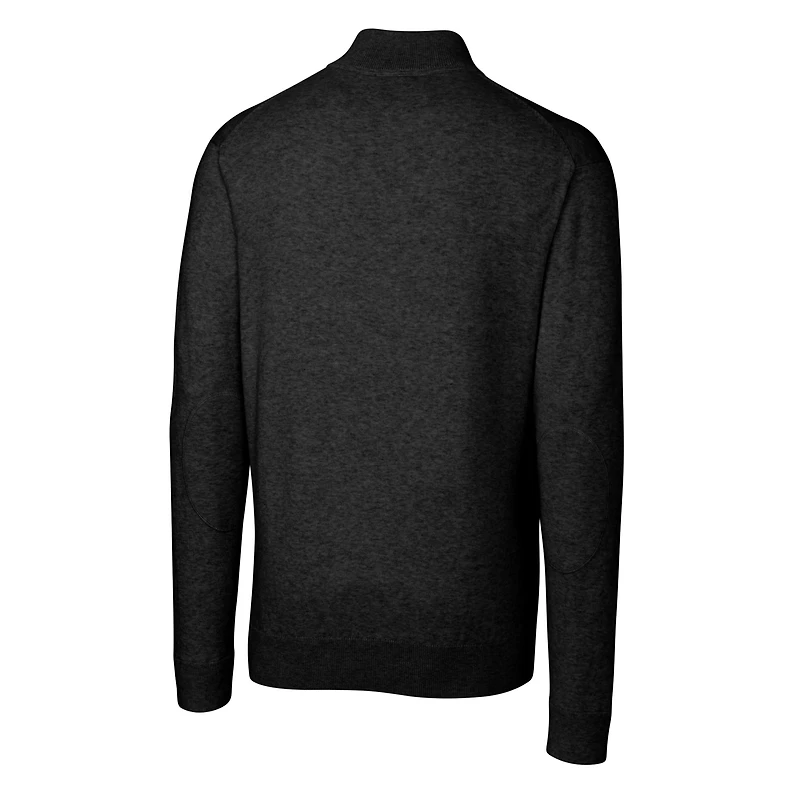 Men's Cutter & Buck  Black Ohio State Buckeyes Alumni Logo Lakemont Tri-Blend Quarter-Zip Pullover Sweater