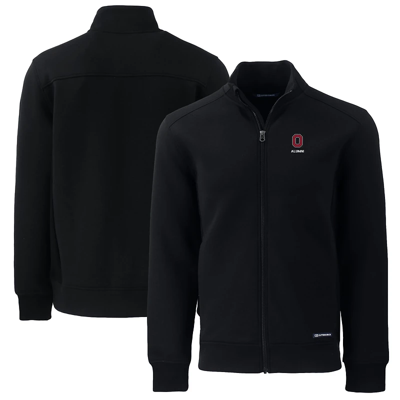 Veste zippée intégrale Cutter & Buck noire pour homme, logo des anciens élèves Ohio State Buckeyes, en tissu recyclé écologique.