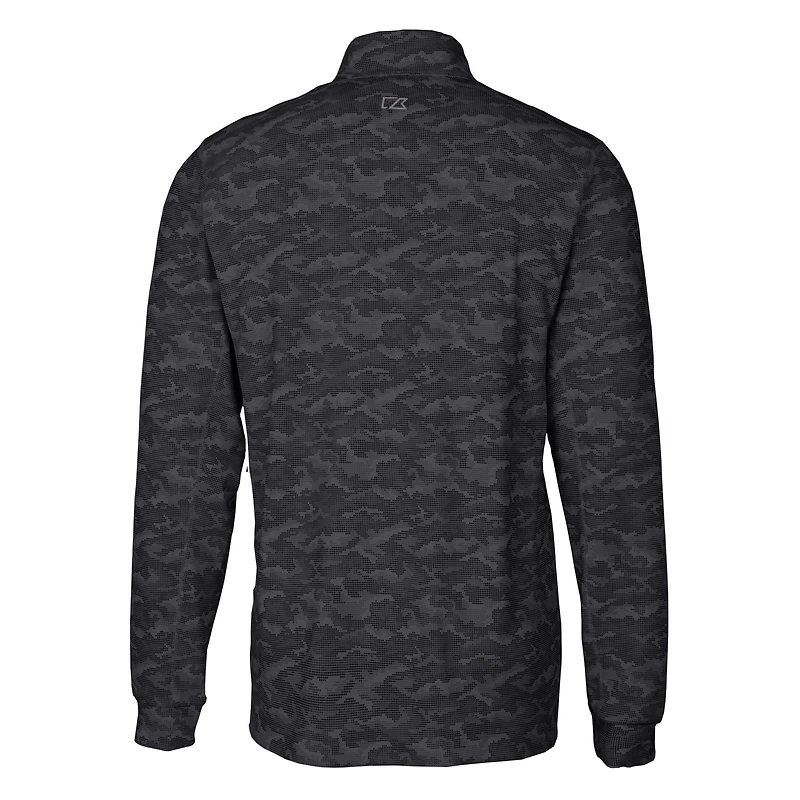 Men's Cutter & Buck  Black Ohio State Buckeyes Alumni Logo Traverse Camo Print Stretch Quarter-Zip Pullover Top