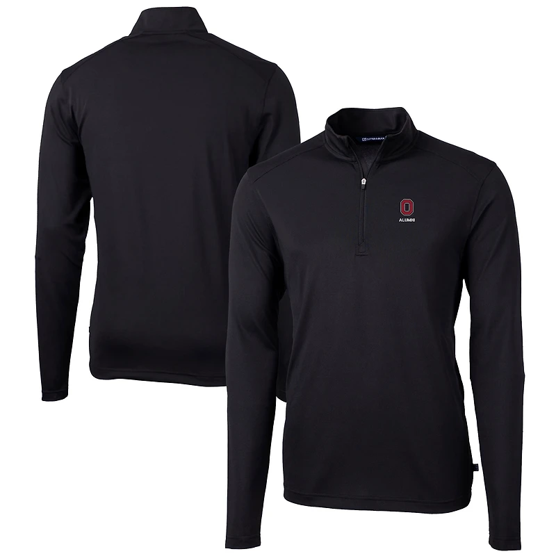 Men's Cutter & Buck Black Ohio State Buckeyes Alumni Logo Virtue Eco Pique Recycled Quarter-Zip Pullover Top
