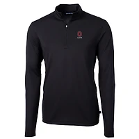 Pull-over Cutter & Buck noir pour homme, logo des anciens élèves Ohio State Buckeyes, en piqué écologique recyclé, col zippé.