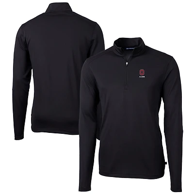 Pull-over Cutter & Buck noir pour homme, logo des anciens élèves Ohio State Buckeyes, en piqué écologique recyclé, col zippé.