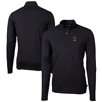 Pull-over Cutter & Buck noir pour homme, logo des anciens élèves Ohio State Buckeyes, en piqué écologique recyclé, col zippé.