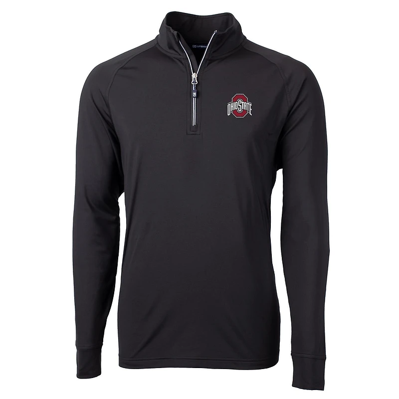 Veste pull-over Cutter & Buck pour homme, noire, Ohio State Buckeyes, grandes tailles, en maille écologique adaptative, fermeture éclair au quart.