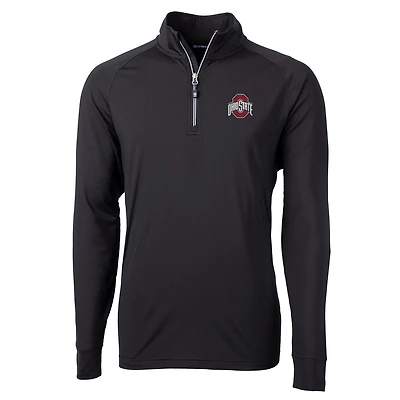 Veste pull-over Cutter & Buck pour homme, noire, Ohio State Buckeyes, grandes tailles, en maille écologique adaptative, fermeture éclair au quart.
