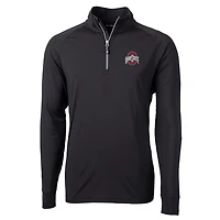 Veste pull-over Cutter & Buck pour homme, noire, Ohio State Buckeyes, grandes tailles, en maille écologique adaptative, fermeture éclair au quart.