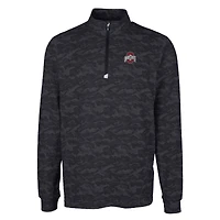 Men's Cutter & Buck Black Ohio State Buckeyes Big Tall Traverse Camo Print Stretch Quarter-Zip Pullover Top