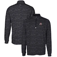 Men's Cutter & Buck Black Ohio State Buckeyes Big Tall Traverse Camo Print Stretch Quarter-Zip Pullover Top