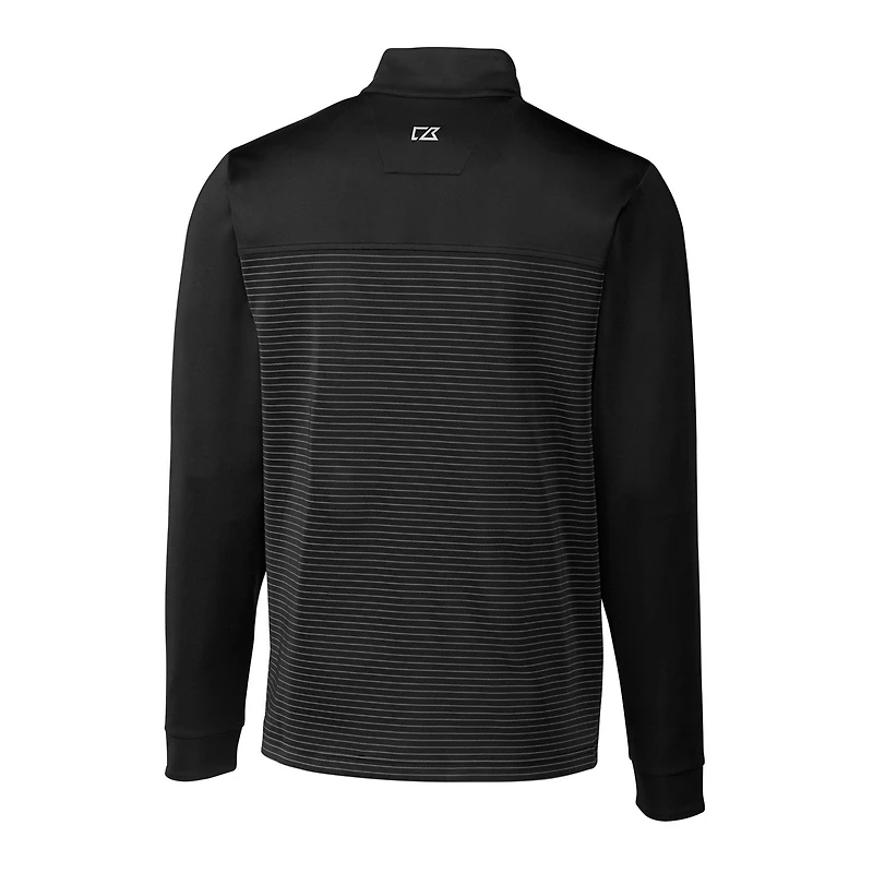 Men's Cutter & Buck Black Ohio State Buckeyes Big Tall Traverse Stripe Stretch Quarter-Zip Pullover Top