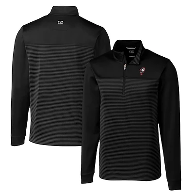 Men's Cutter & Buck Black Ohio State Buckeyes Big Tall Traverse Stripe Stretch Quarter-Zip Pullover Top