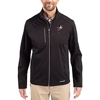 Veste Cutter & Buck noire Ohio State Buckeyes Evoke Eco Softshell recyclée à fermeture éclair intégrale pour homme