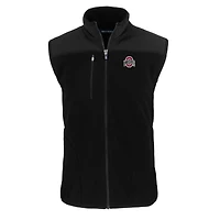 Gilet zippé en polaire Sherpa écologique Cascade pour homme, noir, avec logo principal des Ohio State Buckeyes, Cutter & Buck