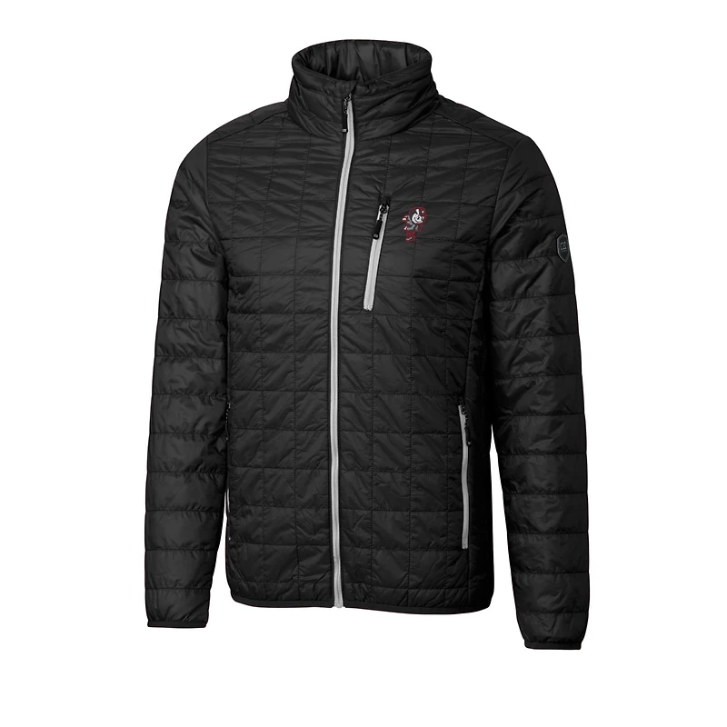 Men's Cutter & Buck Black Ohio State Buckeyes Team Logo Big Tall Rainier PrimaLoft Eco Insulated Full-Zip Puffer Jacket