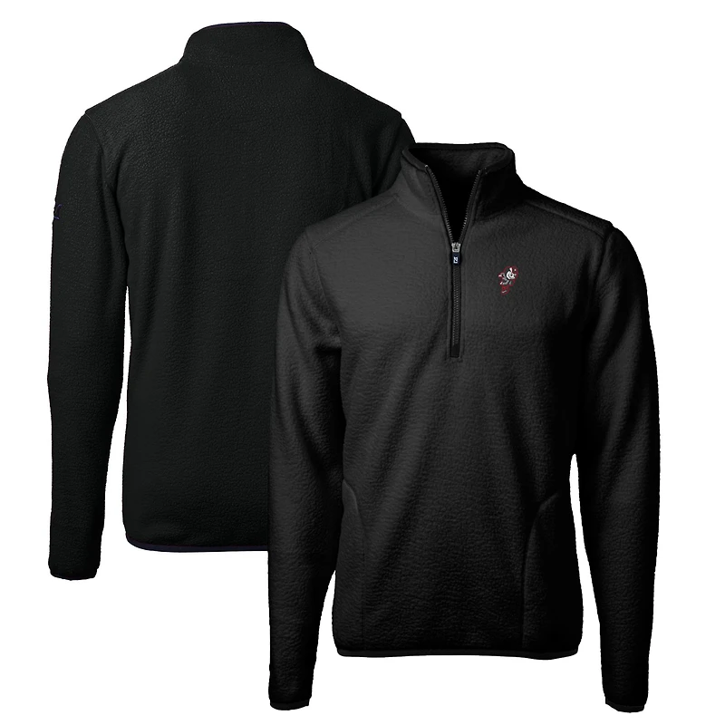 Haut zippé quart de tour en polaire écologique Sherpa Vault Cascade pour homme, couleur noire, Cutter & Buck, Ohio State Buckeyes, grande taille