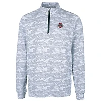 Men's Cutter & Buck Charcoal Ohio State Buckeyes Big Tall Traverse Camo Print Stretch Quarter-Zip Pullover Top