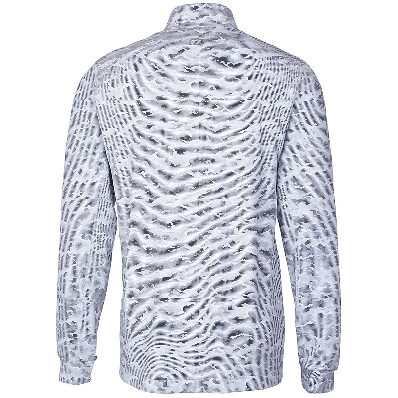 Men's Cutter & Buck Charcoal Ohio State Buckeyes Big Tall Traverse Camo Print Stretch Quarter-Zip Pullover Top