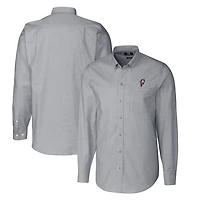 Men's Cutter & Buck Charcoal Ohio State Buckeyes Vault Big Tall Oxford Long Sleeve Button-Down Shirt