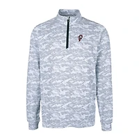 Men's Cutter & Buck Charcoal Ohio State Buckeyes Vault Traverse Camo Print Stretch Quarter-Zip Pullover Top