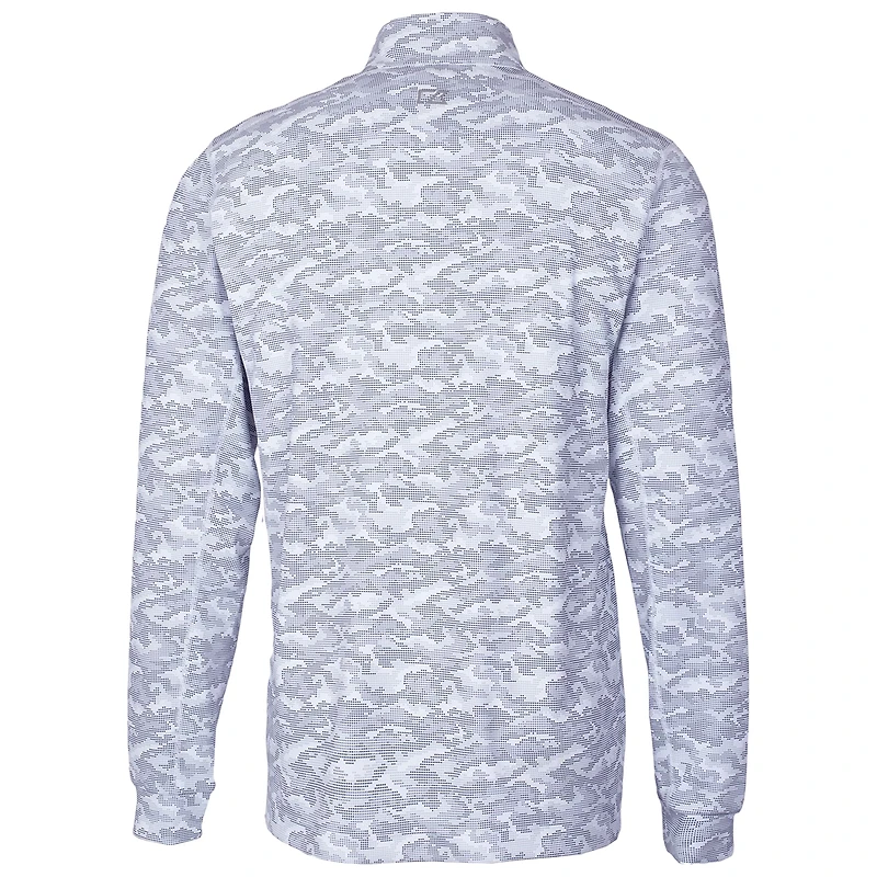 Men's Cutter & Buck Charcoal Ohio State Buckeyes Vault Traverse Camo Print Stretch Quarter-Zip Pullover Top