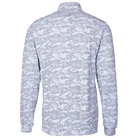 Men's Cutter & Buck Charcoal Ohio State Buckeyes Vault Traverse Camo Print Stretch Quarter-Zip Pullover Top