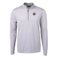 Men's Cutter & Buck  Gray/White Ohio State Buckeyes Big Tall Virtue Eco Pique Micro Stripe Recycled Quarter-Zip Pullover Top