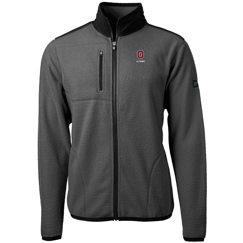 Veste polaire entièrement zippée en sherpa écologique Cascade pour homme, coupe-vent et buck grise, avec logo des anciens Ohio State Buckeyes