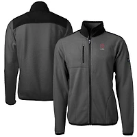 Veste polaire entièrement zippée en sherpa écologique Cascade pour homme, coupe-vent et buck grise, avec logo des anciens Ohio State Buckeyes