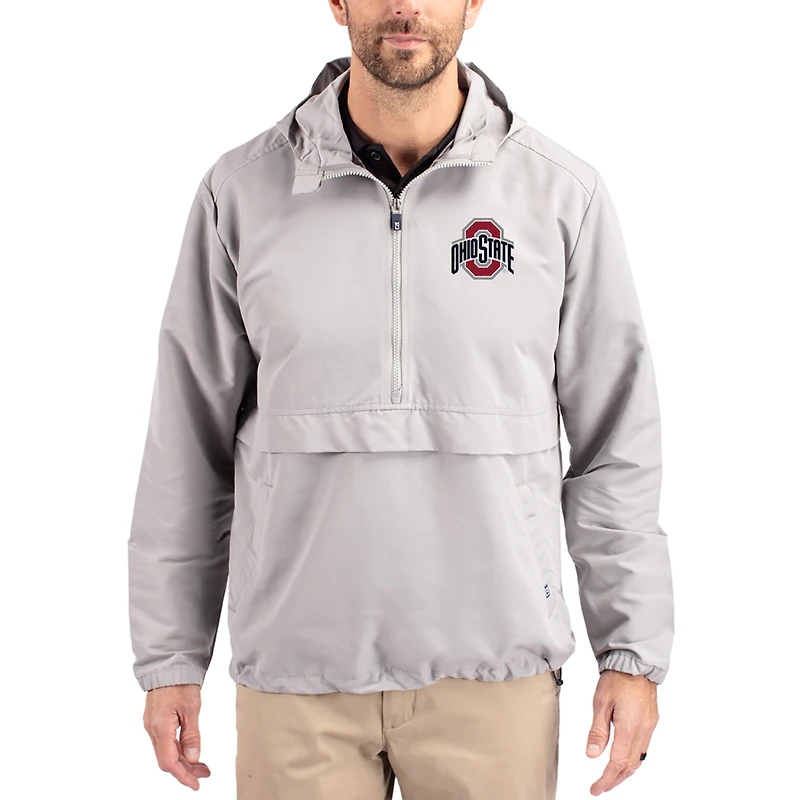 Veste anorak demi-zip Cutter & Buck grise Ohio State Buckeyes Charter Eco Recycled pour homme