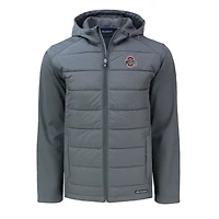 Men's Cutter & Buck  Gray Ohio State Buckeyes Evoke Hybrid Eco Softshell Recycled Full-Zip Hoodie Jacket