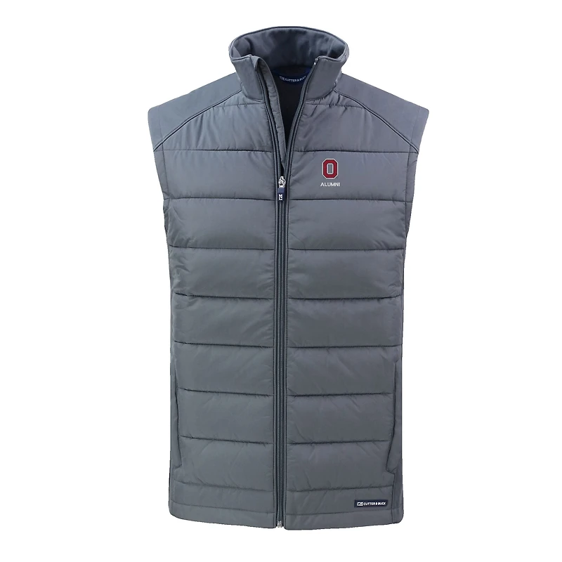 Gilet zippé intégral Cutter & Buck gris Ohio State Buckeyes Evoke Hybrid Eco Softshell recyclé pour homme