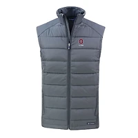 Gilet zippé intégral Cutter & Buck gris Ohio State Buckeyes Evoke Hybrid Eco Softshell recyclé pour homme