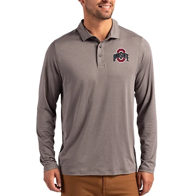 Men's Cutter & Buck Ohio State Buckeyes Primary Coastline Epic Comfort Long-Sleeve Polo