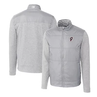 Coupe-vent matelassé hybride entièrement zippé Vault Stealth pour homme, gris, des Ohio State Buckeyes de Cutter & Buck