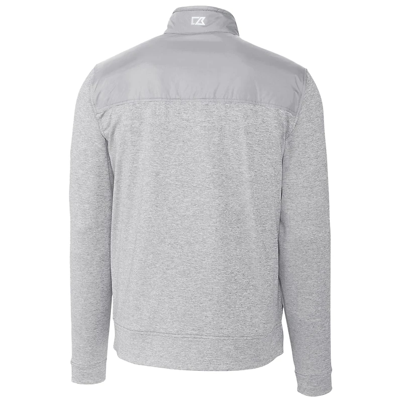 Men's Cutter & Buck Gray Ohio State Buckeyes Vault Stealth Hybrid Quilted Full-Zip Windbreaker Jacket