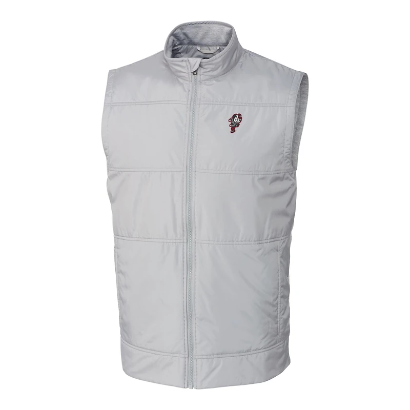 Gilet coupe-vent matelassé zippé intégral Cutter & Buck gris Ohio State Buckeyes Vault Stealth pour homme