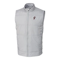 Gilet coupe-vent matelassé zippé intégral Cutter & Buck gris Ohio State Buckeyes Vault Stealth pour homme