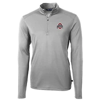 Men's Cutter & Buck Gray Ohio State Buckeyes Virtue Eco Pique Recycled Quarter-Zip Jacket