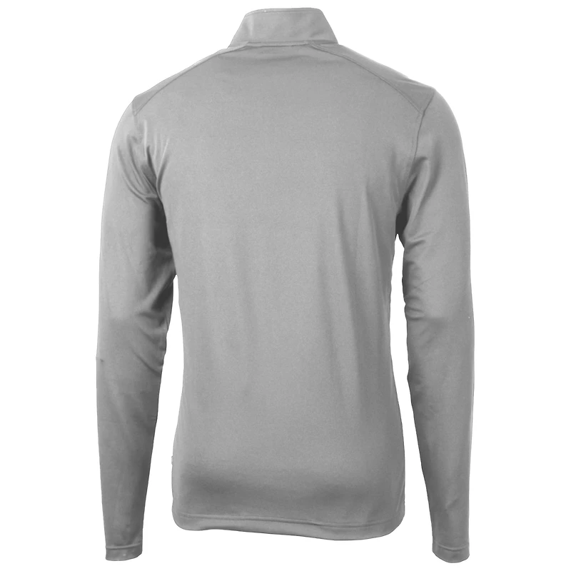 Men's Cutter & Buck Gray Ohio State Buckeyes Virtue Eco Pique Recycled Quarter-Zip Pullover Top