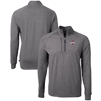 Men's Cutter & Buck  Heather Black Ohio State Buckeyes Big Tall Adapt Eco Knit Quarter-Zip Pullover Top