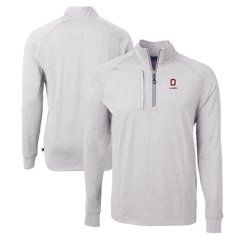 Pull-over Cutter & Buck pour homme, coloris écarlate chiné, logo des anciens élèves Ohio State Buckeyes, en maille écologique recyclée chinée, fermeture éclair 1/4.