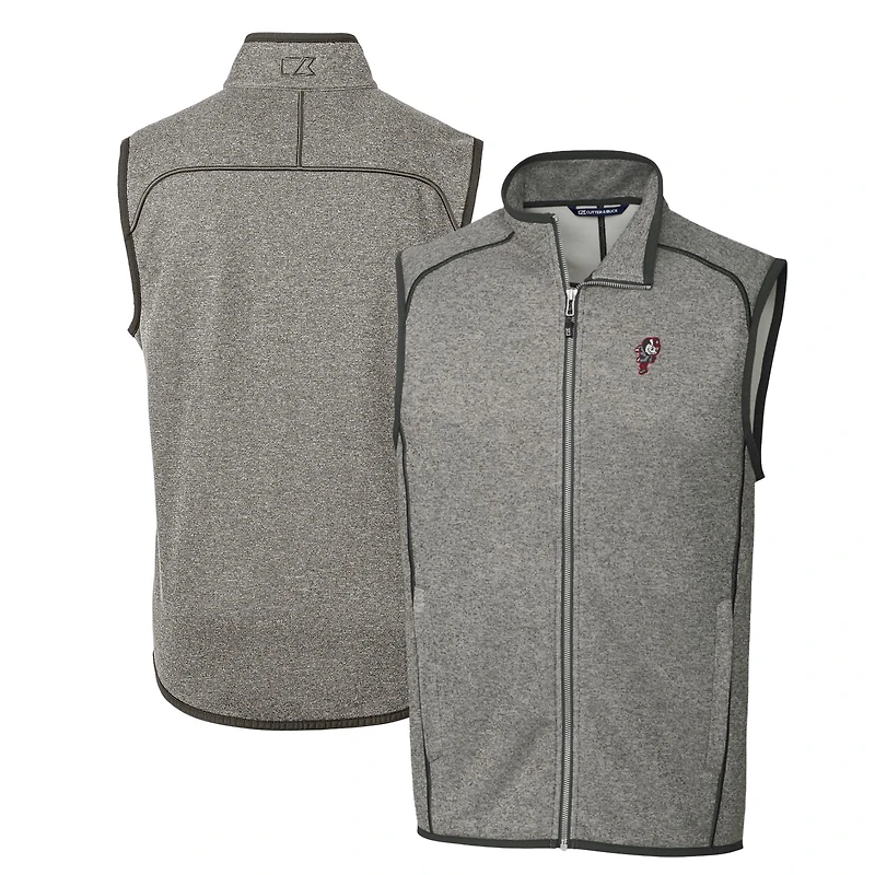 Pull-over en tricot gris chiné pour homme Cutter & Buck des Ohio State Buckeyes, coupe-vent, grande taille, entièrement zippé