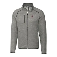 Men's Cutter & Buck Heather Gray Ohio State Buckeyes Mainsail Sweater-Knit Full-Zip Jacket