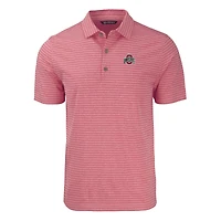 Men's Cutter & Buck Heather Scarlet Ohio State Buckeyes Primary Logo Big Tall Forge Eco Stripe Stretch Recycled Polo